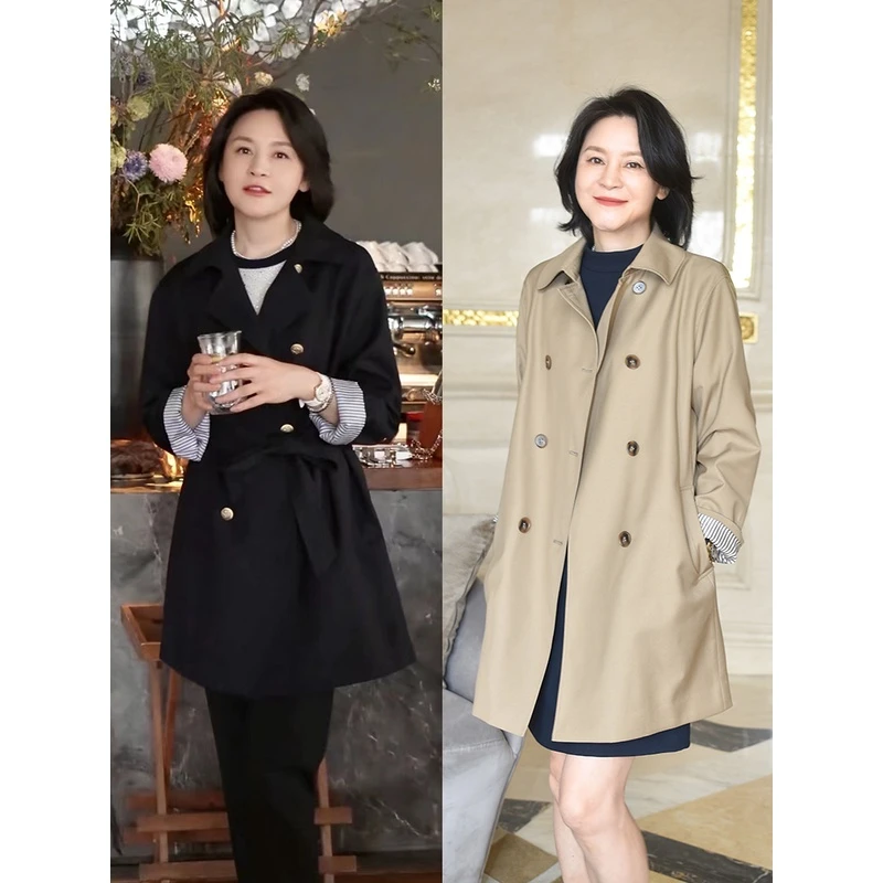 我是摩羯 墨尔本地铁站 实用主义简扣一手长短款风衣女秋廓形外套