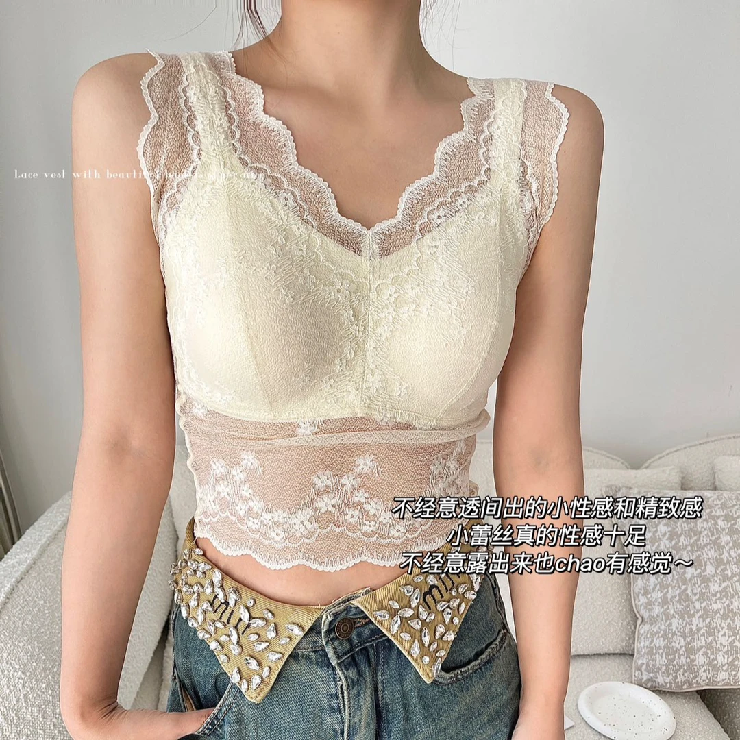 主播推荐夏季蕾丝款吊带背心网红美背百搭性感无钢圈舒适精致296