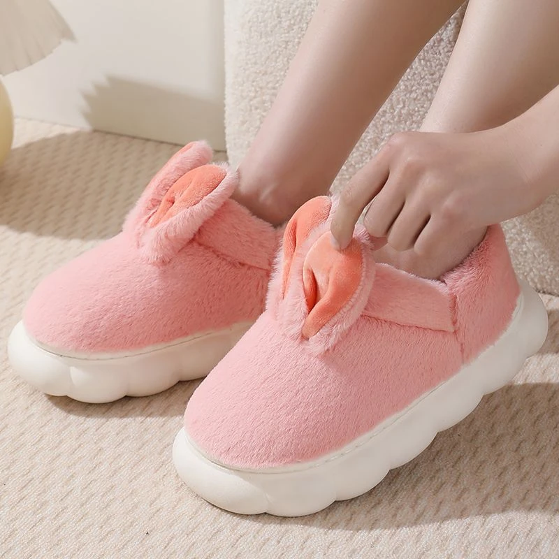 儿童棉拖鞋女童宝宝兔子包跟棉鞋居家防滑加绒厚底保暖踩屎感冬季