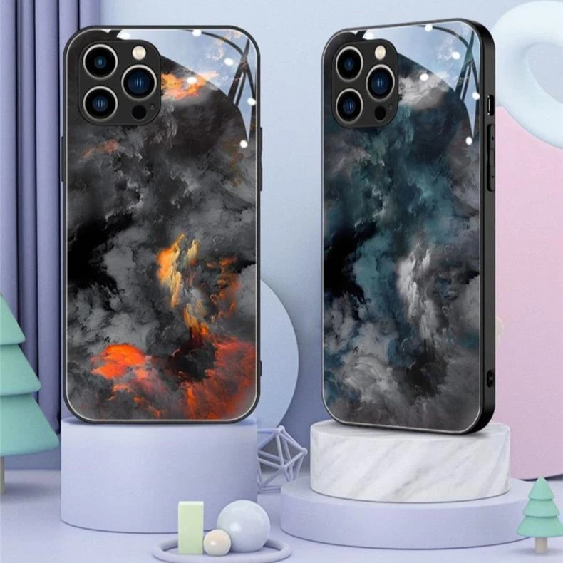 艺术感云层苹果14plus手机壳iPhone13Promax个性创意12mini全包11