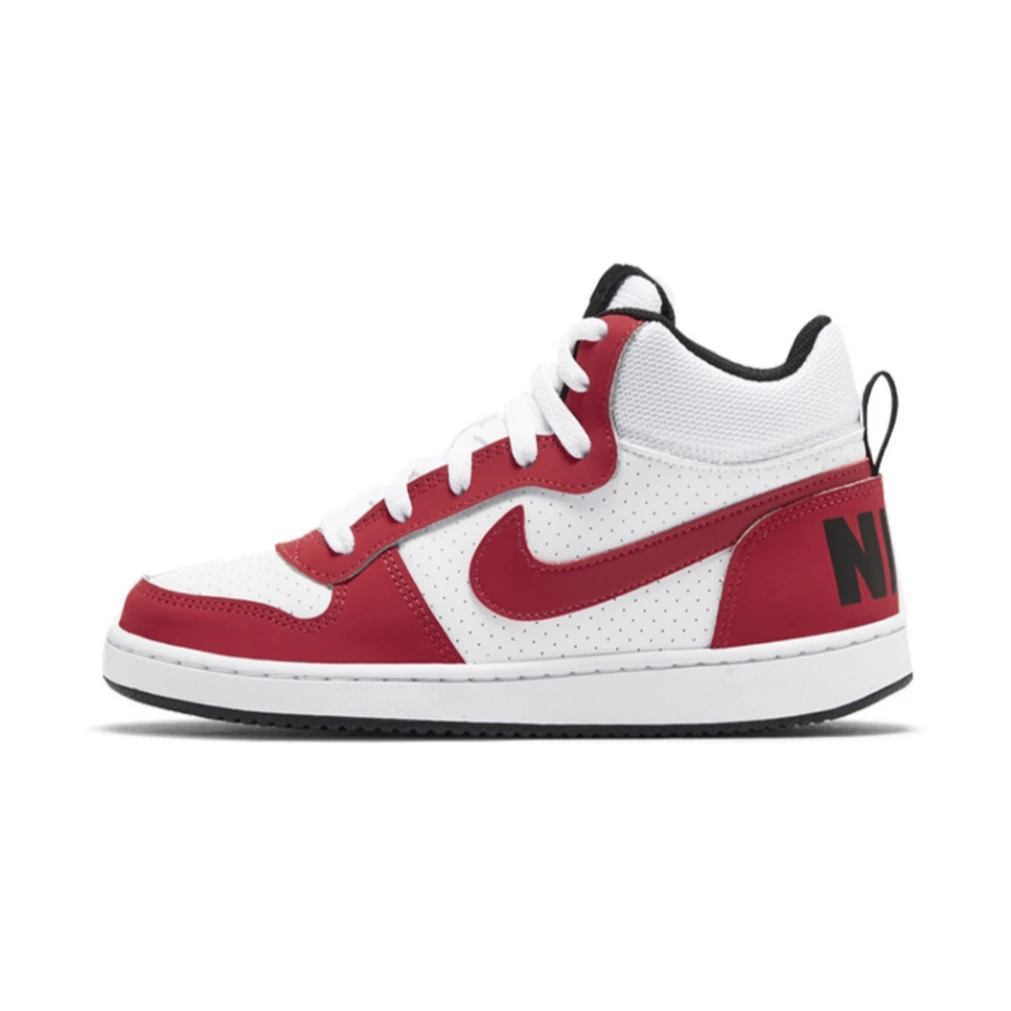 Nike Court Borough Mid 休闲透气中帮板鞋 GS白红拼接839977-103