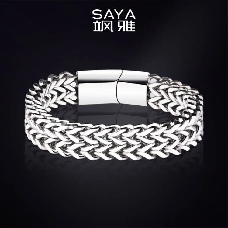 飒雅 钛钢手链 欧美霸气时尚个性潮流男士饰品高级感古巴链 T001