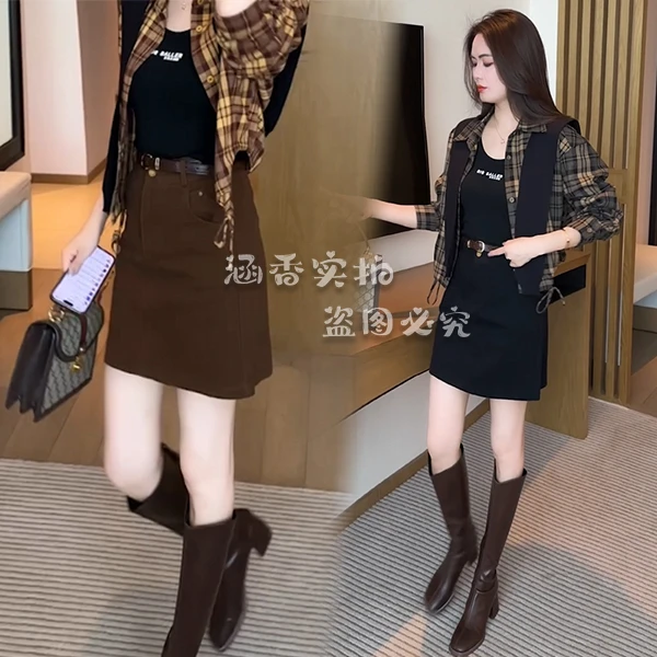 初秋设计感气质网红时尚减龄黑色显瘦女装半身裙 88615