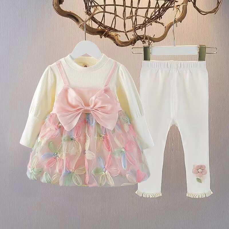 新款女童连衣裙春秋款女宝宝裙子婴幼儿套装公主裙两件套1岁2岁3