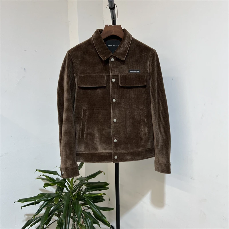 H-6 潮牌春季男女同款卡其色翻领休闲夹克外套 01965