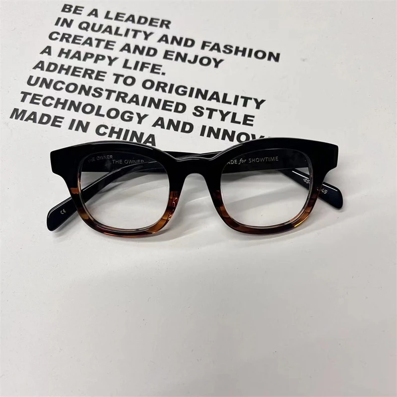 （无原包装）潮人必备高品质纯手工琥珀色平光镜眼镜架 TOF101-C02