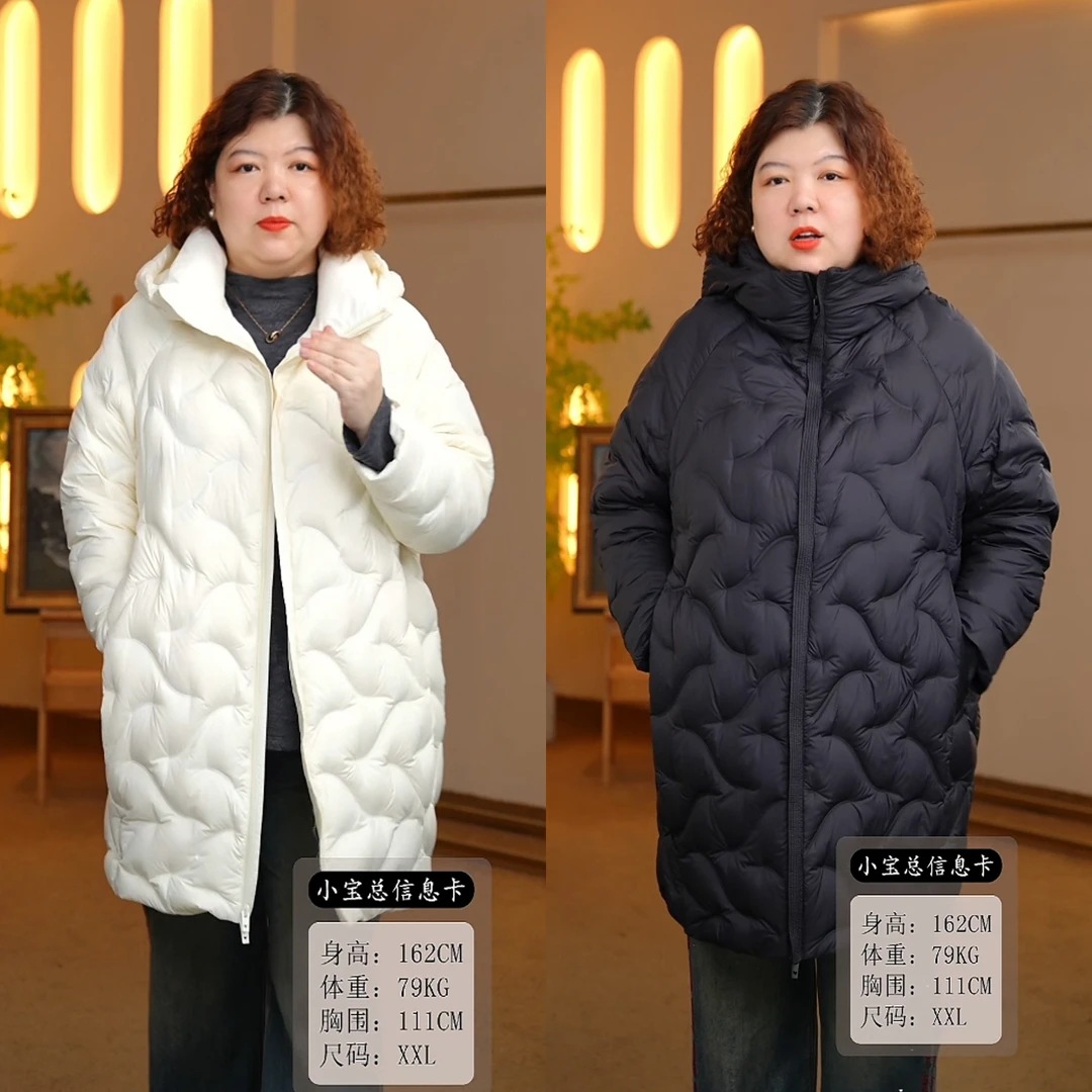 金雀绫【北极冰川】冬季新款90白鸭绒连帽中长款羽绒服SZK4YAJ02