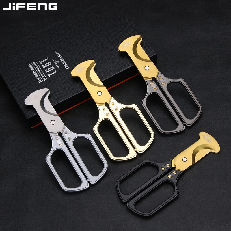JIFENG季风雪茄剪刀不锈钢复古麒麟剪烟器大口径便携烟刀手柄剪刀