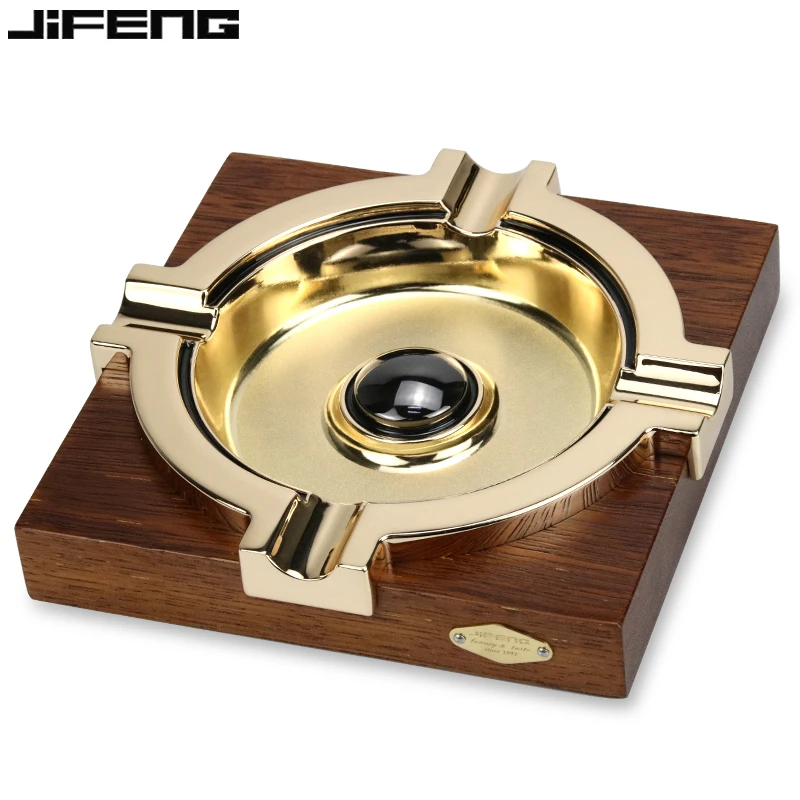 JIFENG雪茄烟灰缸四槽办公室客厅吧台高档时尚实木创意个性烟灰缸