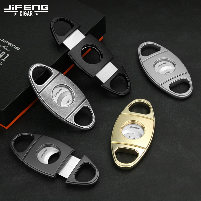 JIFENG雪茄剪锋利便携磨砂雪茄剪刀精美半自动简单耐磨剪烟器