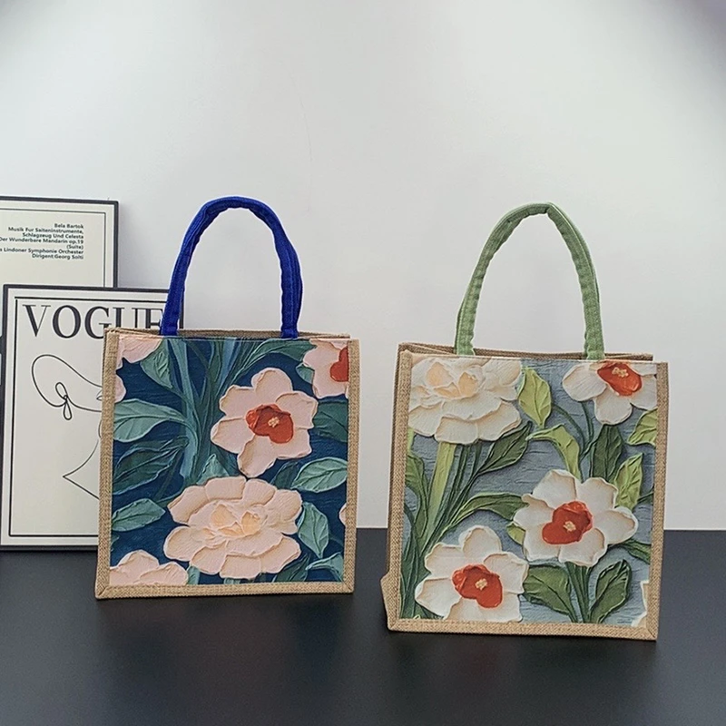 麻布手提袋女手提包妈咪包单肩休闲大容量女ins学生上班托特包