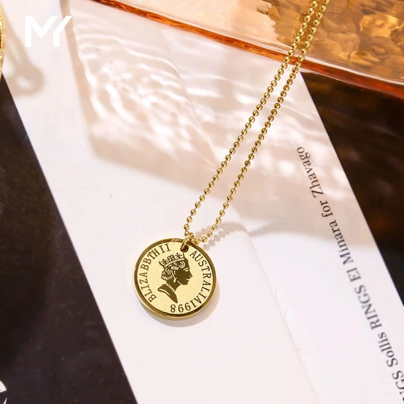 铜合金项链 059轻奢高级感小众硬币项链爆款女款送女友百搭简约