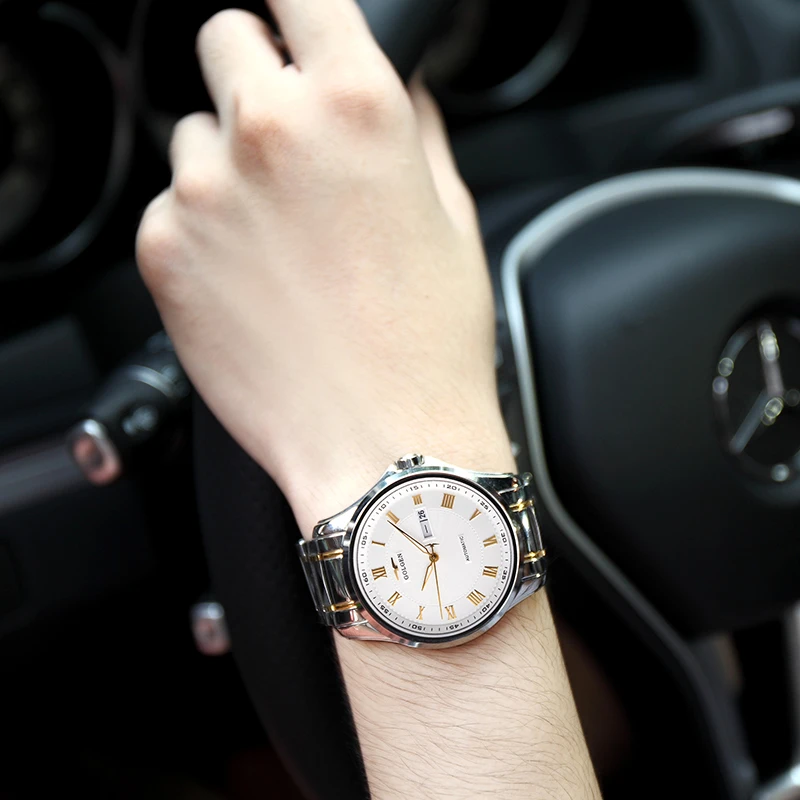 GOLGEN/古尊精睿系列男士商务休闲防水机械表腕表夜光男款16075