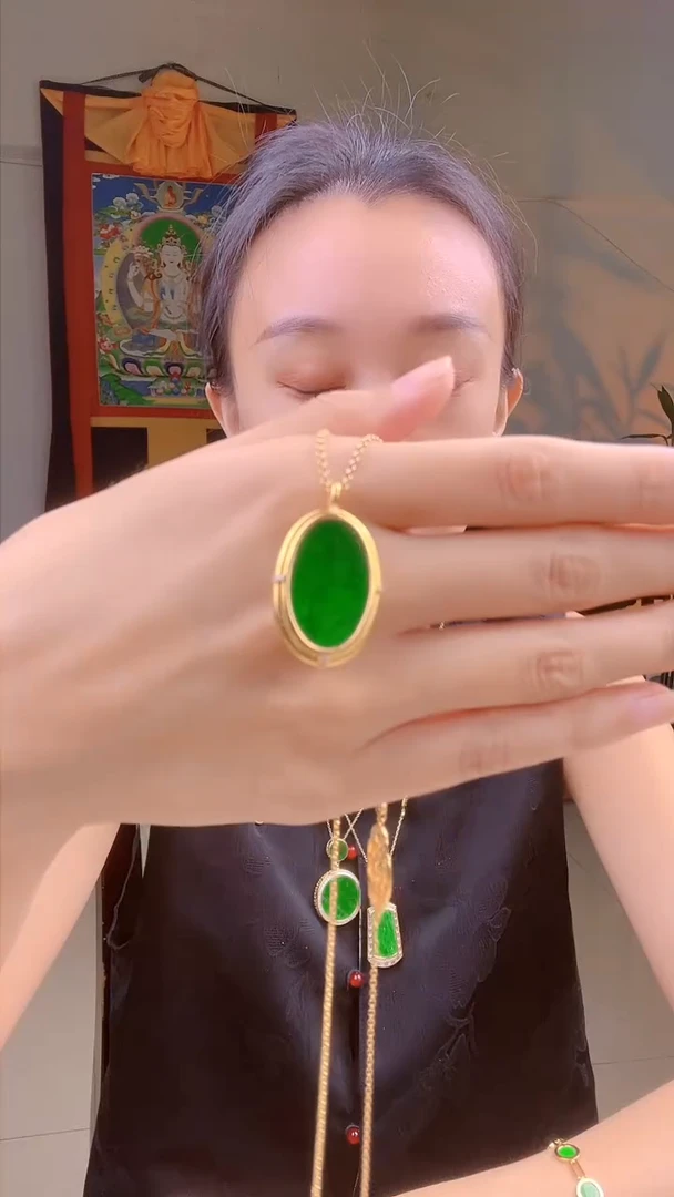 【闪购商品】翡翠吊坠(不含链)银S925镶嵌多样性发缅甸翡翠A货