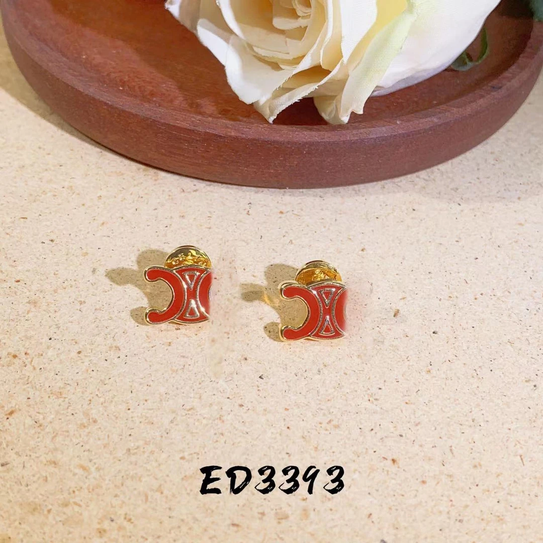 铜合金耳饰 气质轻奢时尚可爱百搭红色中古精致小众耳环ed3393