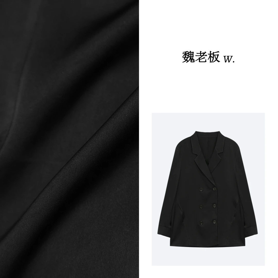 W.Diva【你的魅力】慵懒休闲醋酸缎排扣西装外套1CDMC9212