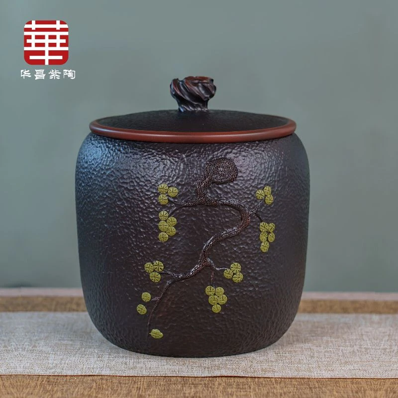 建水紫陶茶罐陶瓷家用密封罐散茶罐防潮聚香醒茶罐小号精品茶器