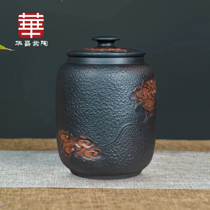 云南建水紫陶茶叶罐陶瓷家用防潮散茶罐储存普洱茶精品高档醒茶罐