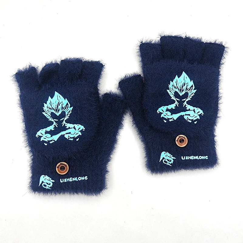 儿童手套冬季男童保暖女孩中大童骑车学生写作业半指翻盖两用夜光