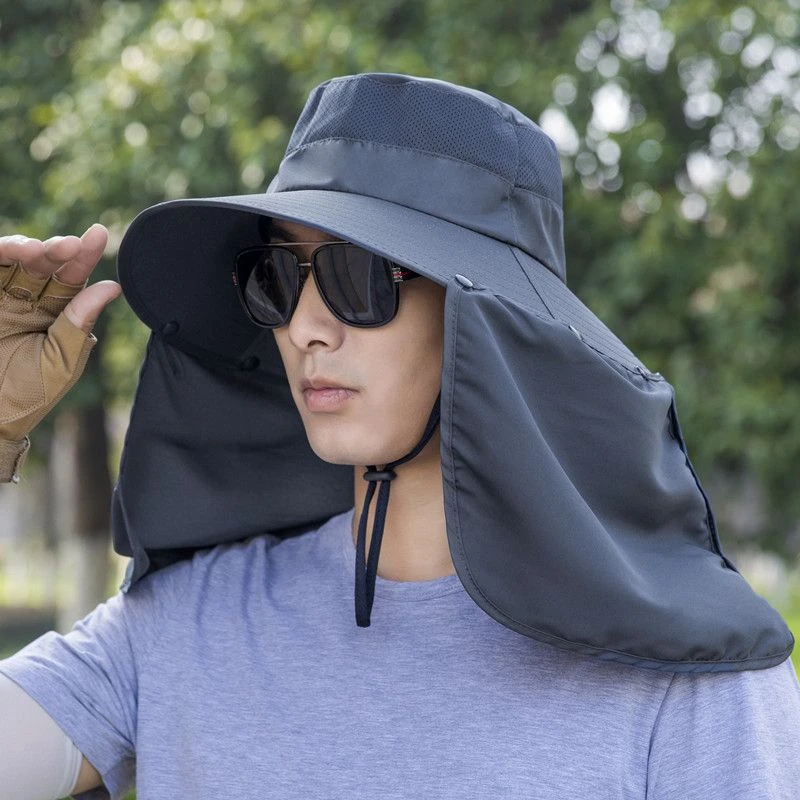 大檐防晒遮阳帽男夏季户外防晒渔夫帽全面遮脸钓鱼骑车太阳帽子男