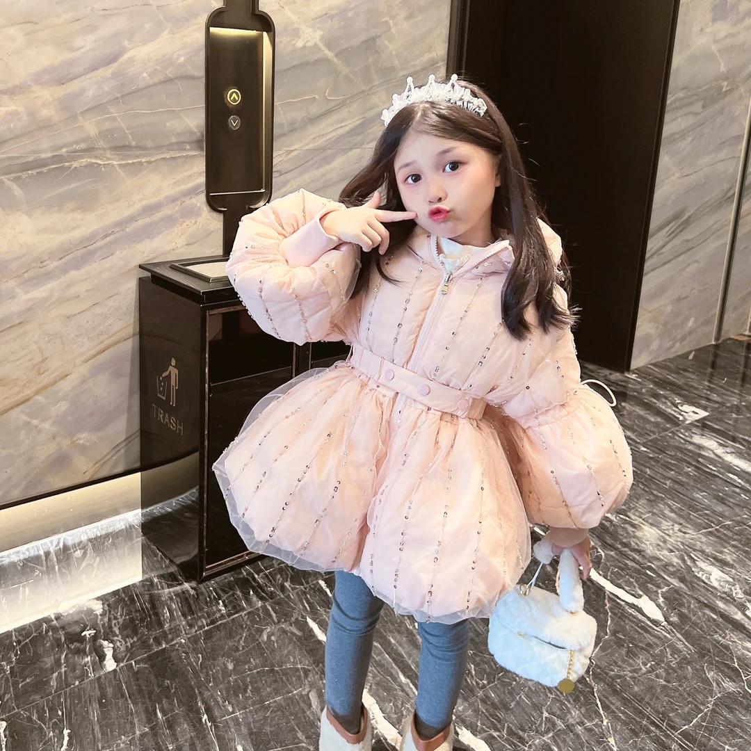 【Mt studio】3【现货】冬季女童90国标白鸭绒亮闪闪拼接摆保暖羽绒服