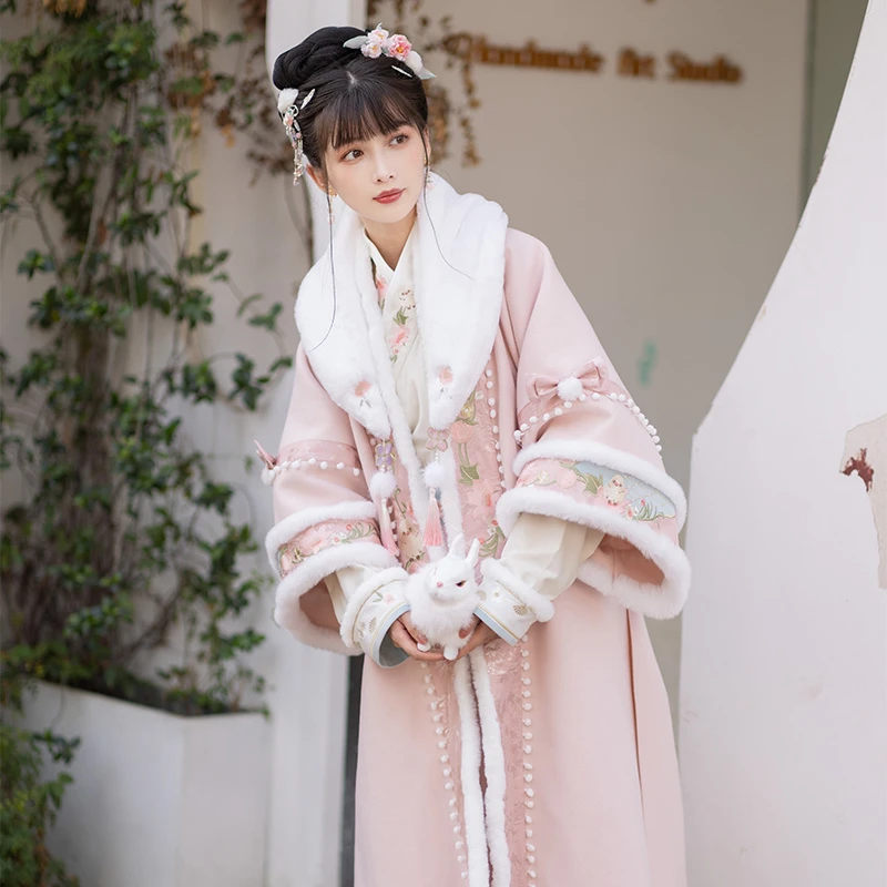 池夏【池夏 桃之啾啾】宋制长褙子飞机袖交领短衫百迭裙汉服