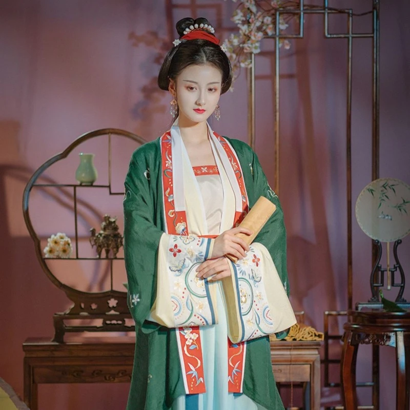 池夏 风华录:琬琰 原创宋制褙子对襟衫齐腰褶裙改良汉服女 蔡文姬