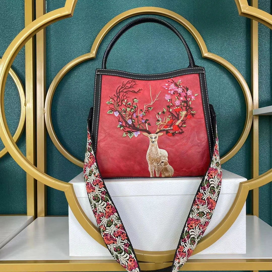 #103孤品轻奢民族风单肩斜挎手提水桶包