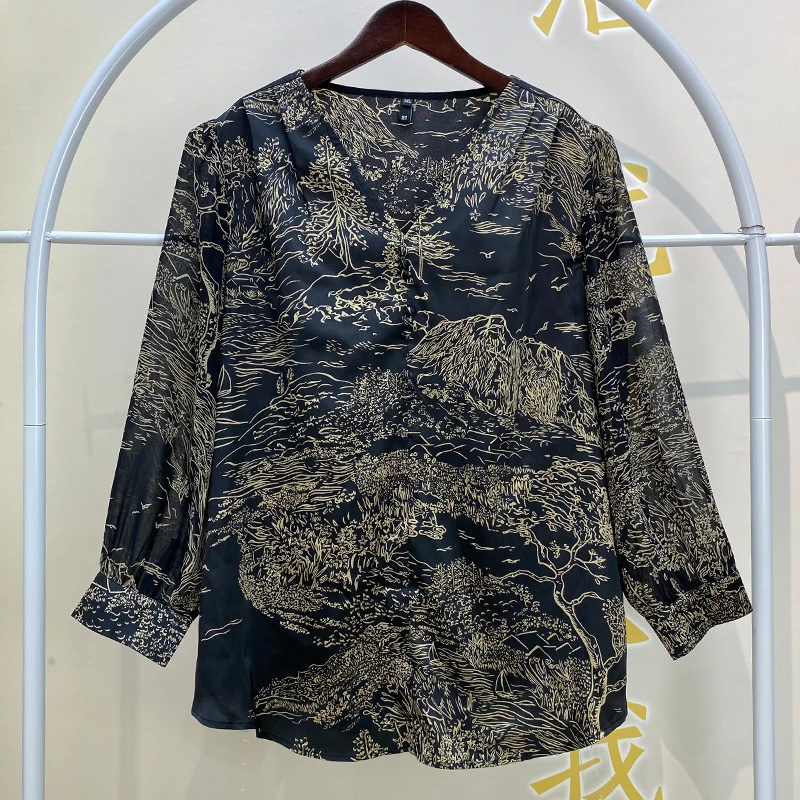 5451大码女V领显瘦气质衬衫女士高级感减龄200斤妈妈装百搭上衣