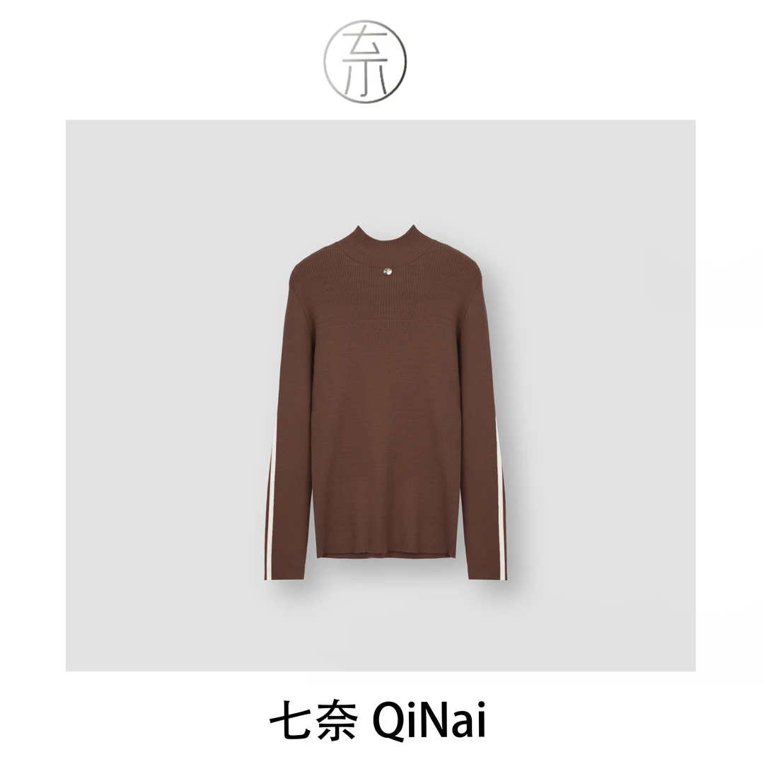 七奈推荐 【小设计打底】通勤打底衫半高亲肤针织打底毛衣QN10527