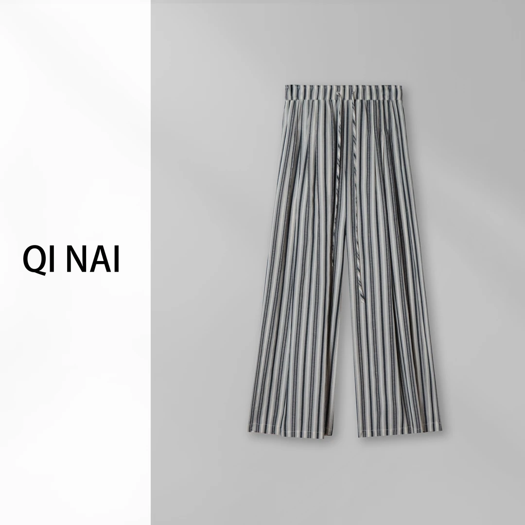 七奈推荐 【 络一】条纹裤垂感休闲直筒宽松长裤QN10915