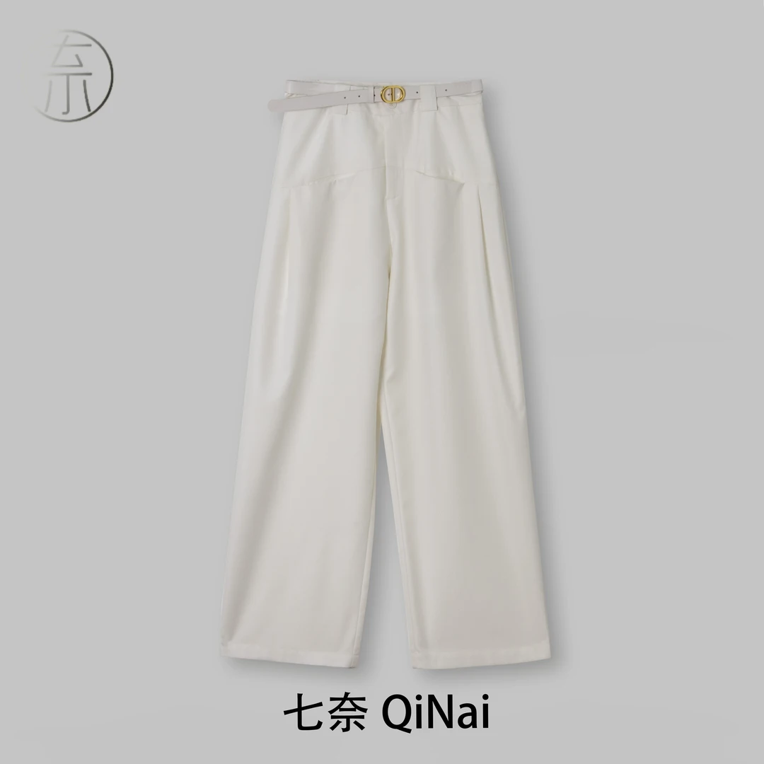 七奈推荐 【清风】黑色休闲阔腿宽松梨型身材显瘦裤子QN10051