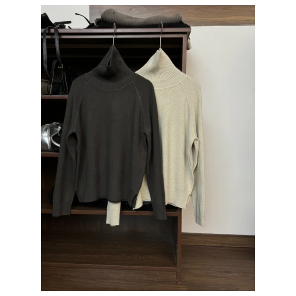 YI LU【高领针织毛衣】下摆小开叉  厚款百搭长袖秋冬纯色上衣