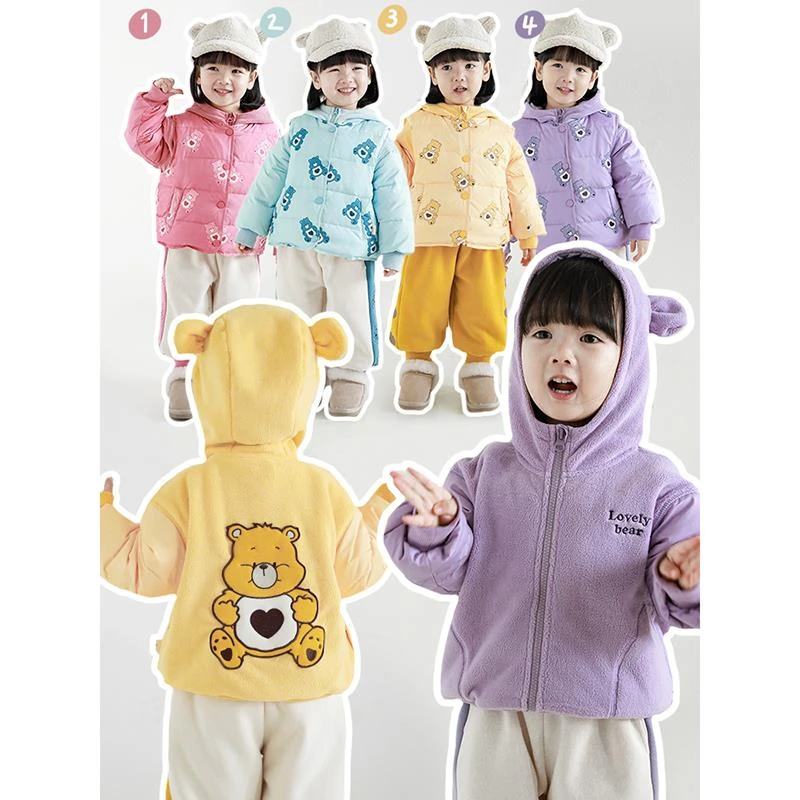 幼悠爱心小熊洋气两面穿马甲羽绒两件套女童宝宝外套冬 D2091