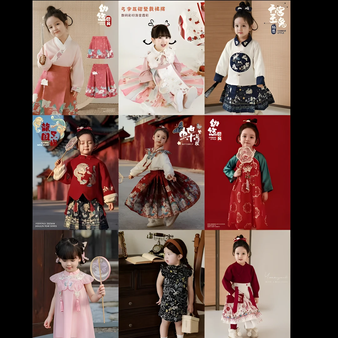 【幼悠女童】万里花香儿童春二波汉服上衣马面裙宝贝套装  901