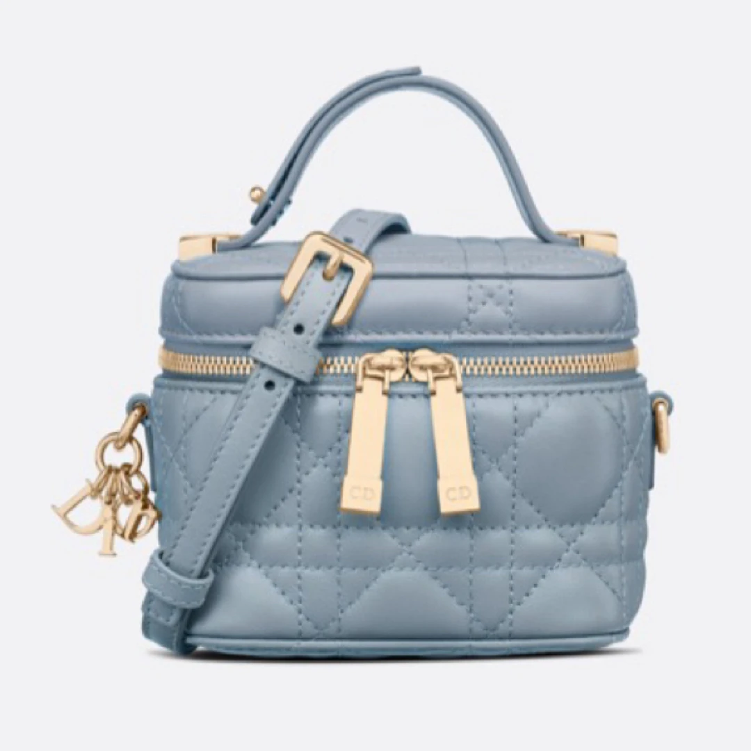 99新 DIOR/迪奥 mini化妆盒/云雾蓝藤格纹/小全套背提包