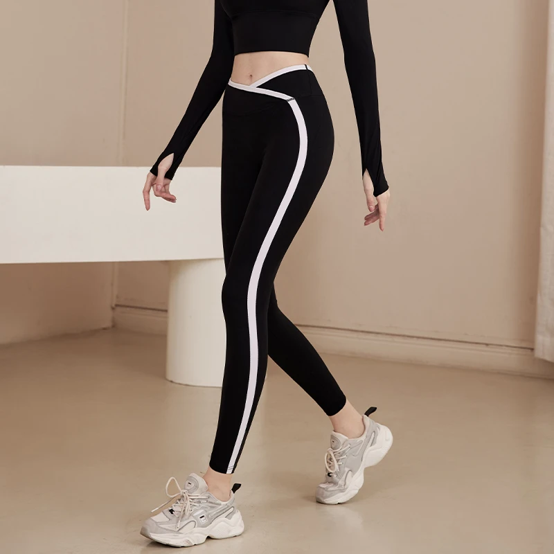 瑜伽裤女春秋高腰提臀运动健身裤弹力蜜桃臀跑步外穿紧身裤23014