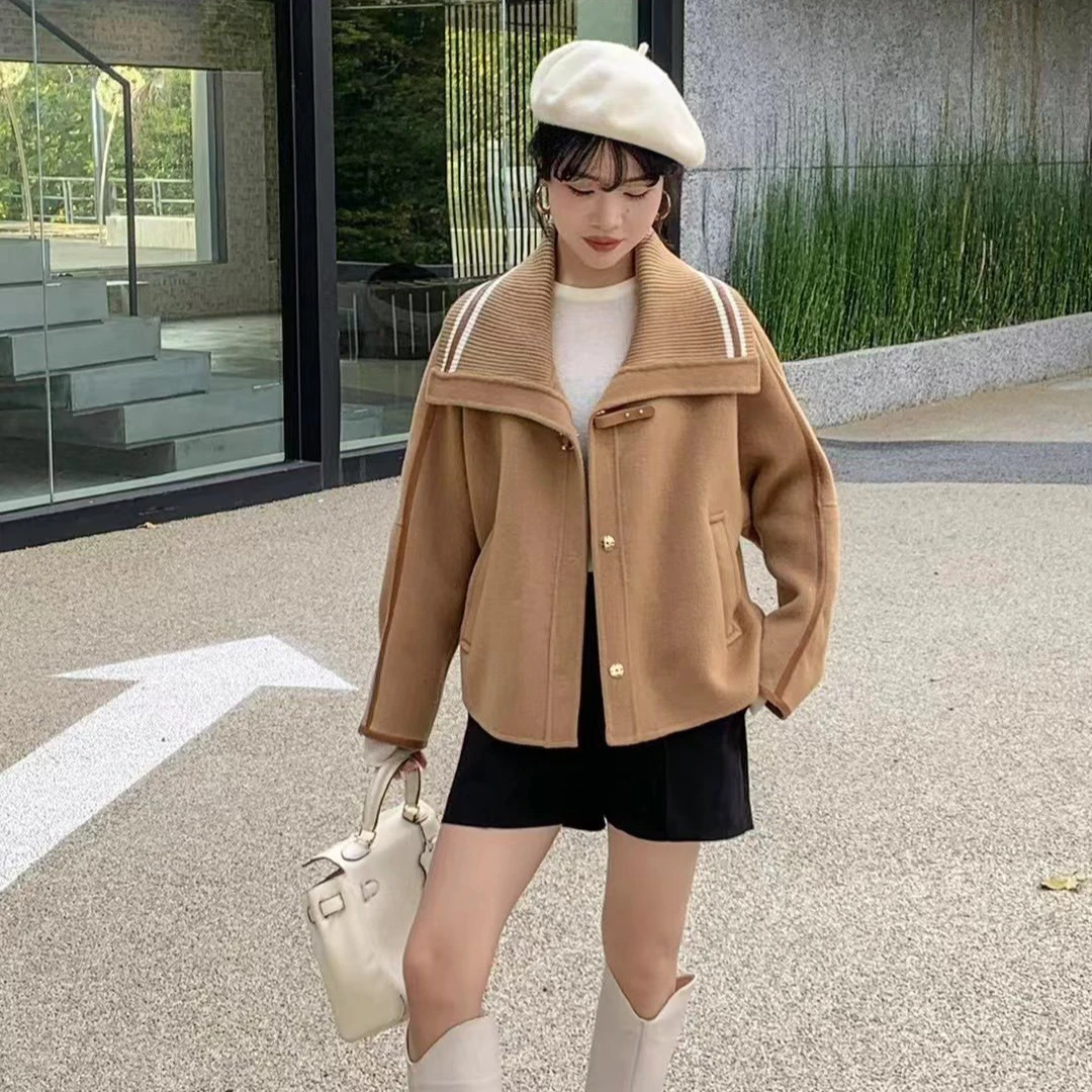 Mz.气质短款翻领女士秋冬加厚纯羊毛大衣双面毛呢外套CY.8669