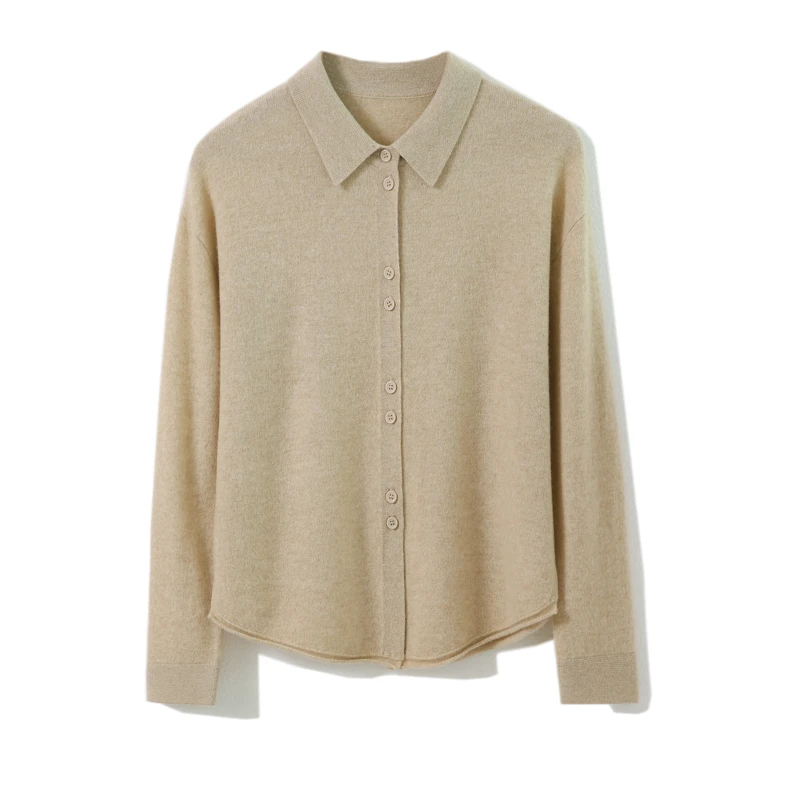 MZ.秋冬新款100%纯羊毛衫POLO领系扣纯色百搭针织羊毛衫女MSY2321