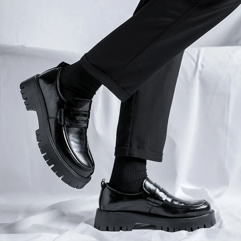 皮鞋男款秋冬季一脚蹬男士商务休闲皮鞋轻便豆豆鞋男软底软面男鞋