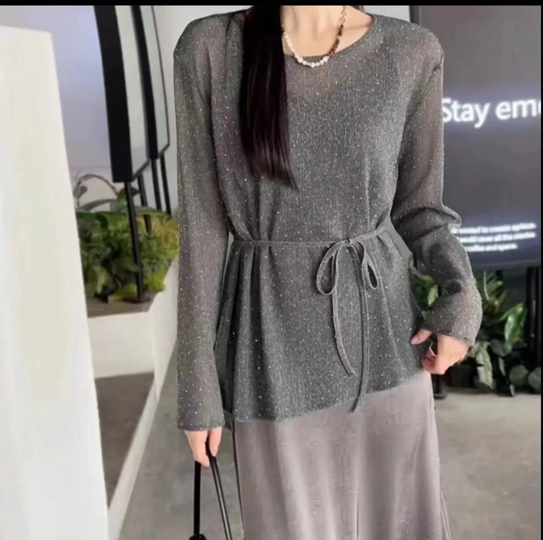 早秋网纱气质显瘦法式套裙