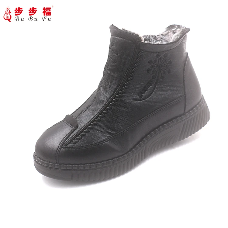 步步福D23-100冬季新款加绒保暖妈妈棉鞋舒适防滑中老年奶奶鞋
