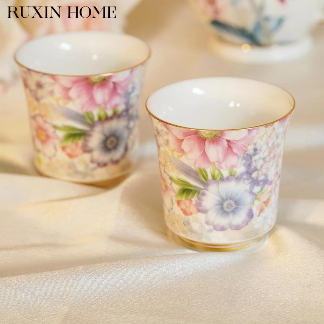 如馨家居 秘密花园骨瓷茶水杯主人杯 茶杯2只装
