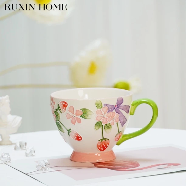 如馨家居 施华洛镶钻陶瓷早餐杯 大容量牛奶杯水杯