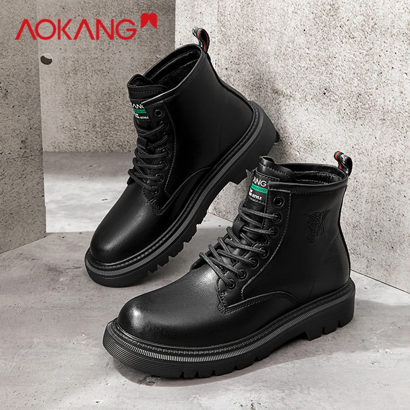 Aokang/奥康2025冬季新款休闲时尚潮流男士防滑耐磨马丁靴