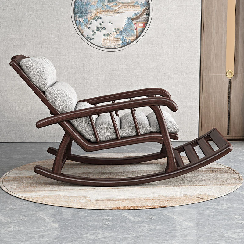 新中式紫金檀木实木摇椅客厅单人沙发椅摇摇椅阳台家用休闲椅躺椅