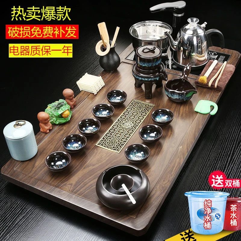 家用紫砂功夫茶具实木茶盘一体套装自动上水洗脸柜一体盆高端