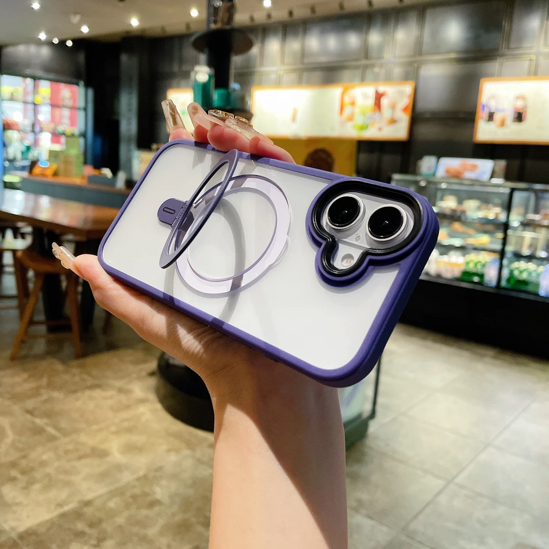 适用 iPhone 16 pro max 蓝盾支架磁吸支架彩珠 高级感保护套