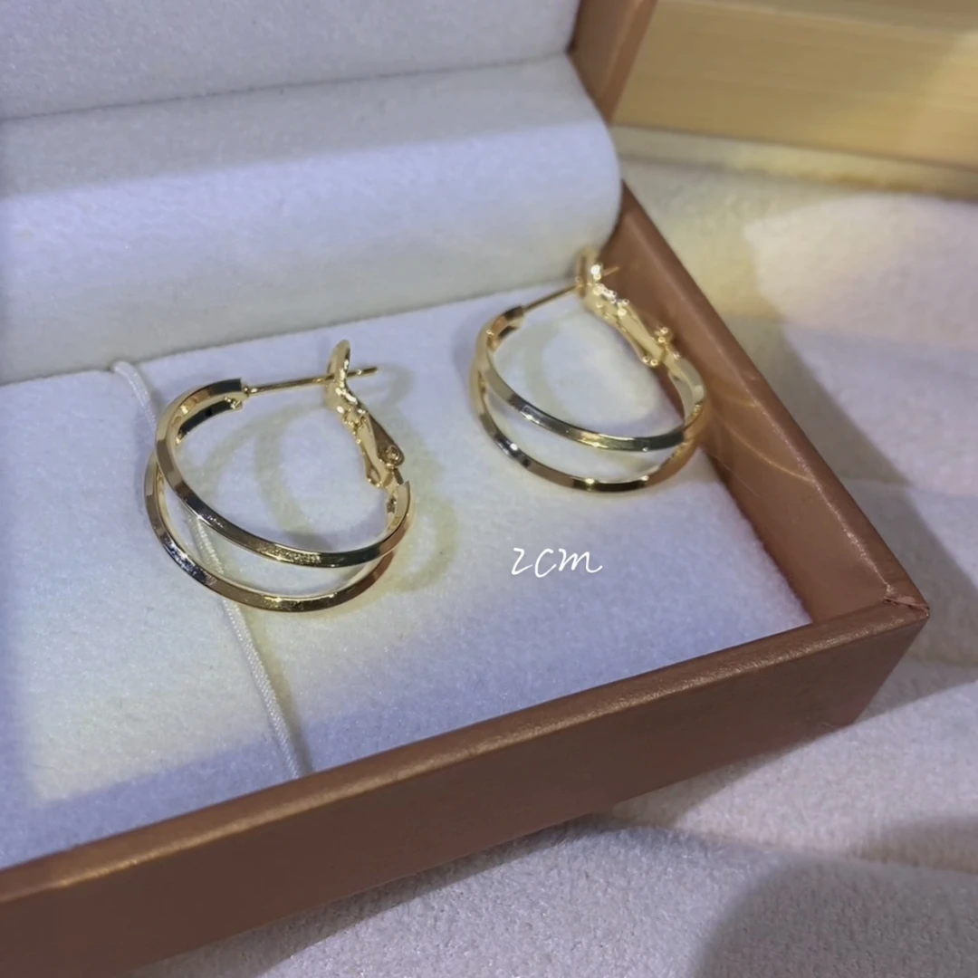 铁合金耳饰 耳圈2厘米多层耳钉气质轻奢高级感耳饰女