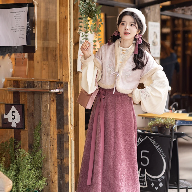 池夏【冬至:乌莓子酱】唐褙子立领短衫破裙原创改良汉服女 秋冬
